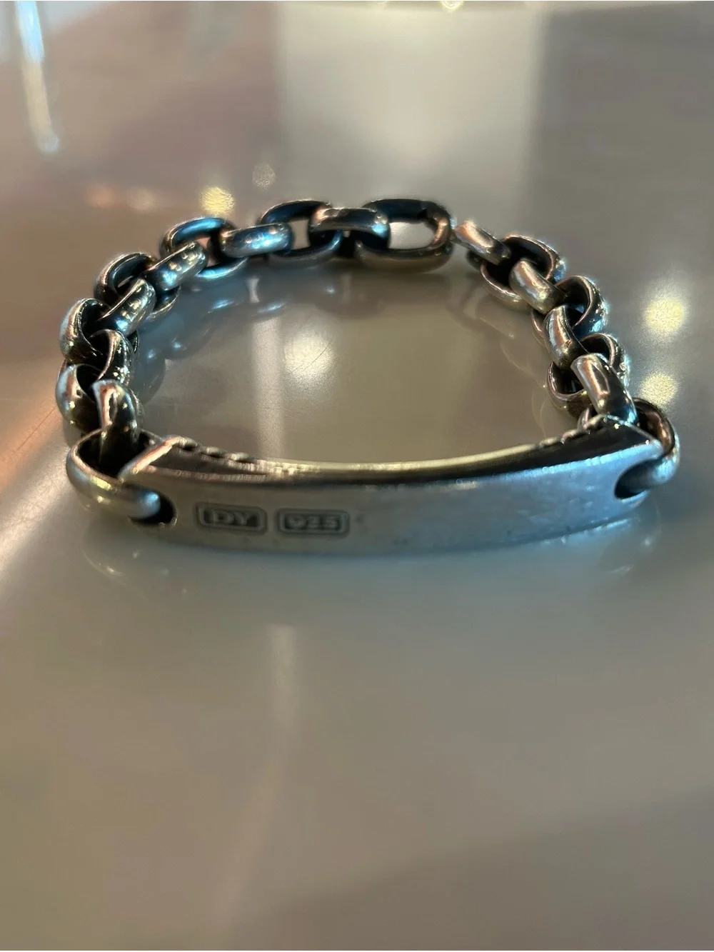 David Yurman Sterling Silver Curb Link ID Bracelet